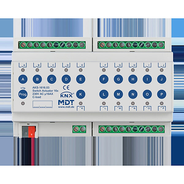 MDT technologies Schaltaktor 16-fach 8TE REG, 16A, 230VAC AKS-1616.03